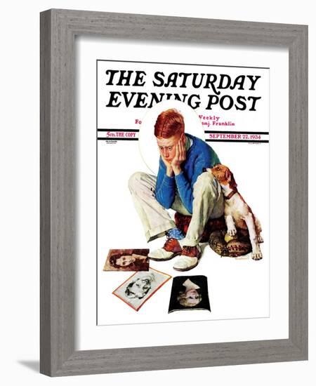 "Boy Gazing at Cover Girls" Saturday Evening Post Cover, September 22,1934-Norman Rockwell-Framed Giclee Print