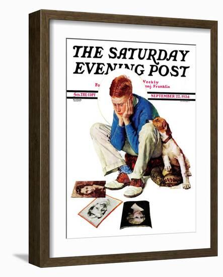 "Boy Gazing at Cover Girls" Saturday Evening Post Cover, September 22,1934-Norman Rockwell-Framed Giclee Print