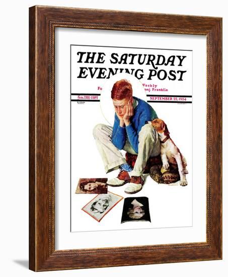 "Boy Gazing at Cover Girls" Saturday Evening Post Cover, September 22,1934-Norman Rockwell-Framed Giclee Print