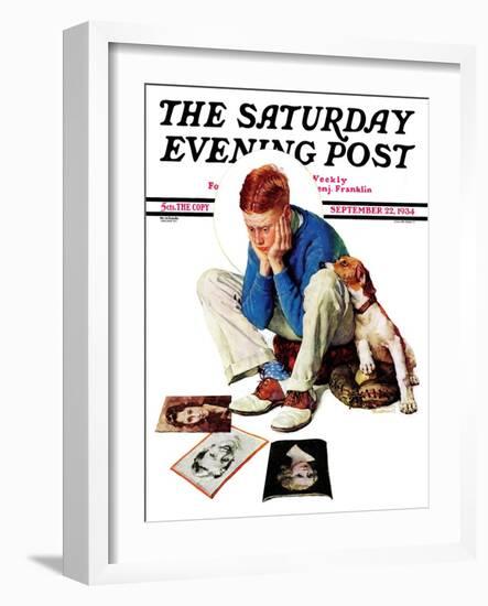 "Boy Gazing at Cover Girls" Saturday Evening Post Cover, September 22,1934-Norman Rockwell-Framed Giclee Print