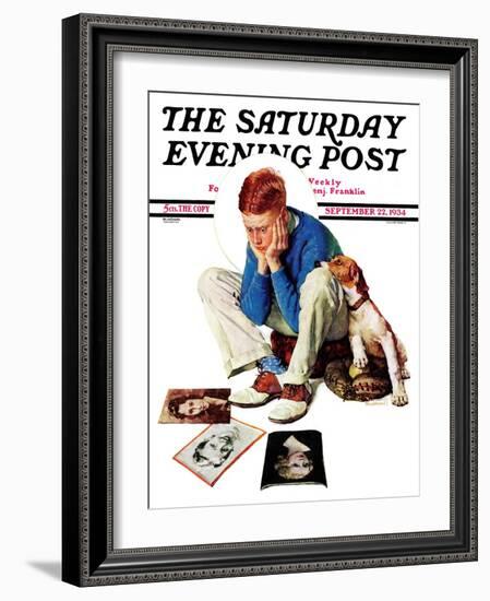 "Boy Gazing at Cover Girls" Saturday Evening Post Cover, September 22,1934-Norman Rockwell-Framed Giclee Print