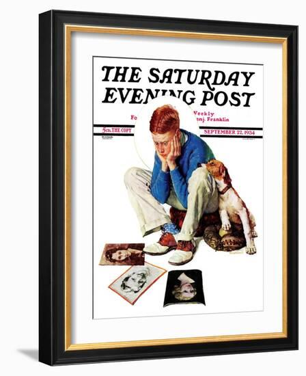 "Boy Gazing at Cover Girls" Saturday Evening Post Cover, September 22,1934-Norman Rockwell-Framed Giclee Print