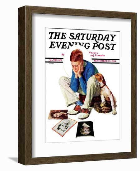 "Boy Gazing at Cover Girls" Saturday Evening Post Cover, September 22,1934-Norman Rockwell-Framed Giclee Print