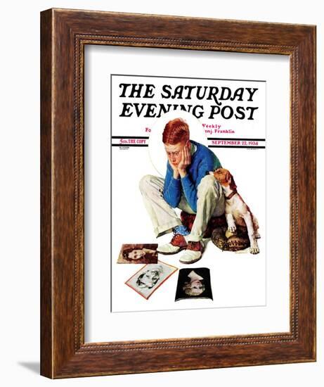 "Boy Gazing at Cover Girls" Saturday Evening Post Cover, September 22,1934-Norman Rockwell-Framed Giclee Print