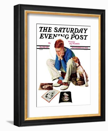 "Boy Gazing at Cover Girls" Saturday Evening Post Cover, September 22,1934-Norman Rockwell-Framed Giclee Print