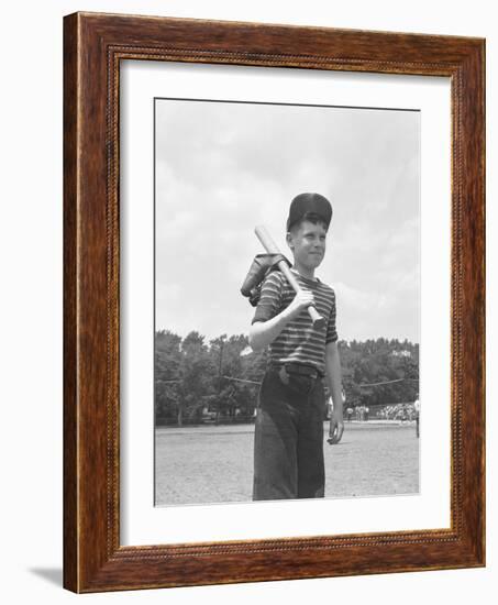 Boy Holding a Baseball Bat-Bettmann-Framed Photographic Print