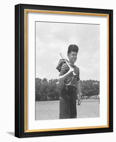Boy Holding a Baseball Bat-Bettmann-Framed Photographic Print