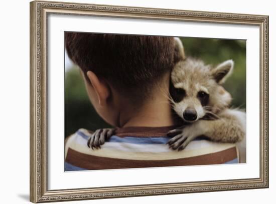 Boy Holding a Raccoon-William P. Gottlieb-Framed Photographic Print