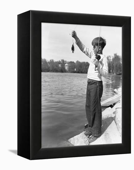 Boy Holding a Small Fish-Philip Gendreau-Framed Premier Image Canvas