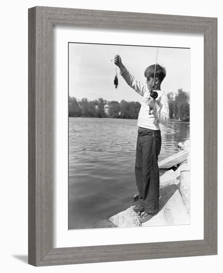 Boy Holding a Small Fish-Philip Gendreau-Framed Photographic Print