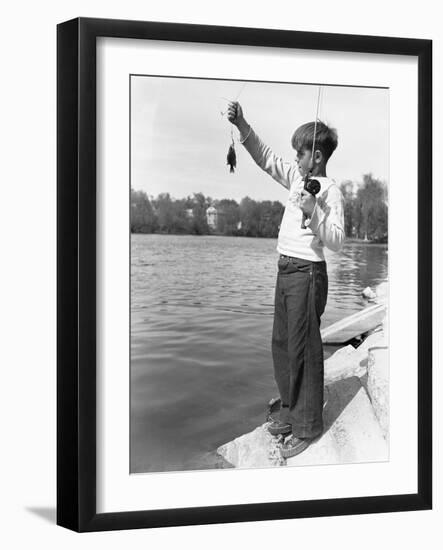 Boy Holding a Small Fish-Philip Gendreau-Framed Photographic Print