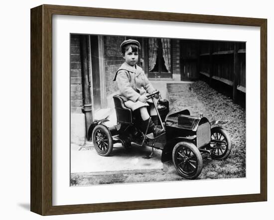 Boy in 1908 Mercedes 28/32 Hp Pedal Car, C1908-null-Framed Photographic Print