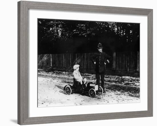 Boy in 1908 Mercedes Pedal Car-null-Framed Photographic Print