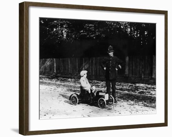 Boy in 1908 Mercedes Pedal Car-null-Framed Photographic Print