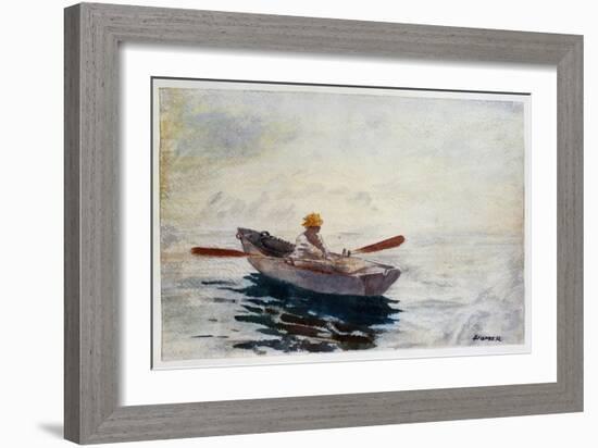 Boy in a Boat (W/C, Pen & Pencil on Paper)-Winslow Homer-Framed Giclee Print