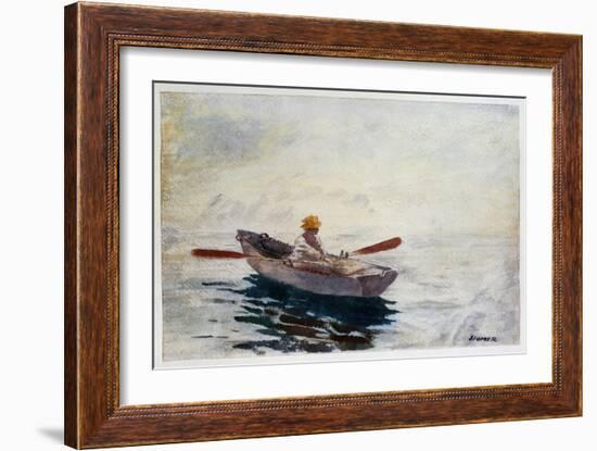 Boy in a Boat (W/C, Pen & Pencil on Paper)-Winslow Homer-Framed Giclee Print