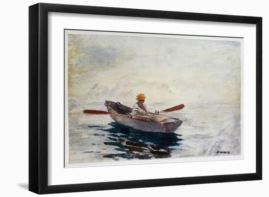 Boy in a Boat (W/C, Pen & Pencil on Paper)-Winslow Homer-Framed Giclee Print