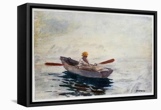 Boy in a Boat (W/C, Pen & Pencil on Paper)-Winslow Homer-Framed Premier Image Canvas