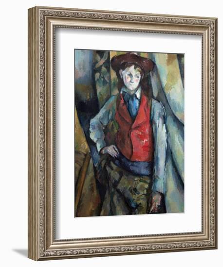 Boy in a Red Waistcoat-Paul Cézanne-Framed Giclee Print