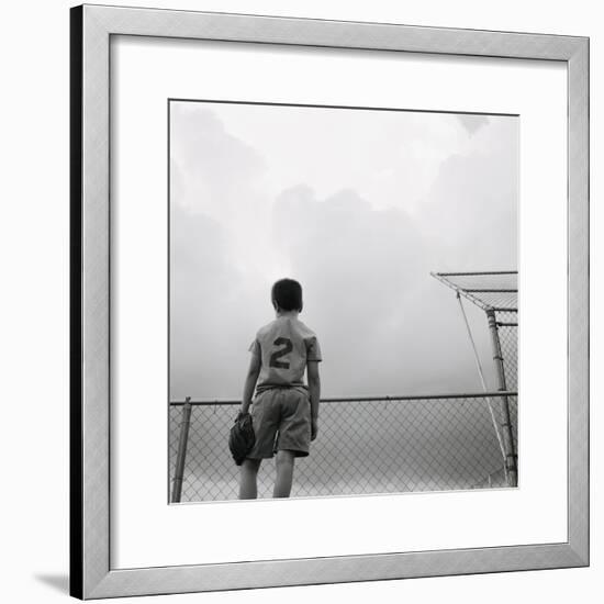 Boy in baseball uniform-Steve Cicero-Framed Photographic Print