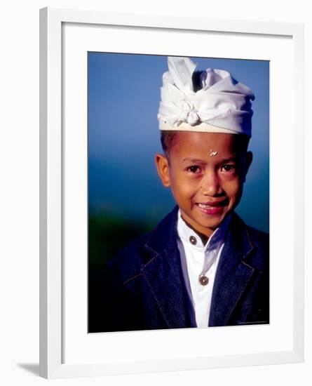 Boy in Formal Dress at Hindu Temple Ceremony, Indonesia-Merrill Images-Framed Photographic Print