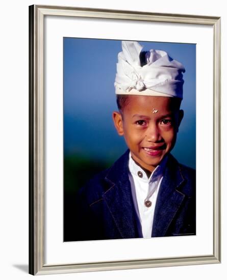 Boy in Formal Dress at Hindu Temple Ceremony, Indonesia-Merrill Images-Framed Photographic Print