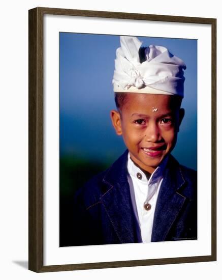 Boy in Formal Dress at Hindu Temple Ceremony, Indonesia-Merrill Images-Framed Photographic Print