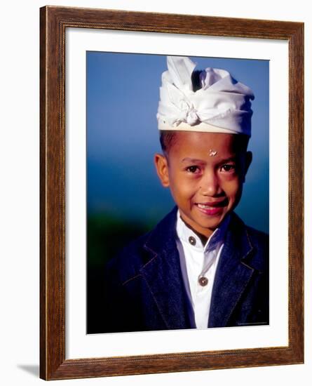 Boy in Formal Dress at Hindu Temple Ceremony, Indonesia-Merrill Images-Framed Photographic Print