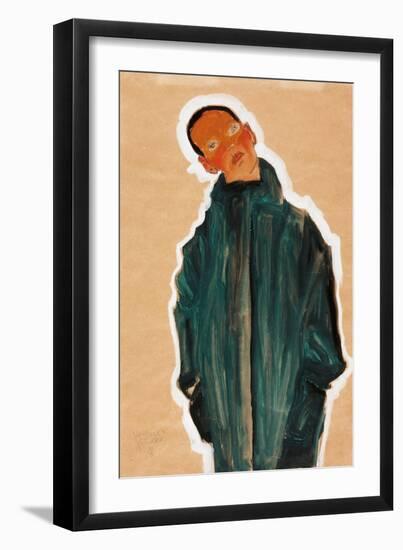 Boy in Green Coat, 1910-Egon Schiele-Framed Giclee Print