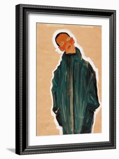 Boy in Green Coat, 1910-Egon Schiele-Framed Giclee Print