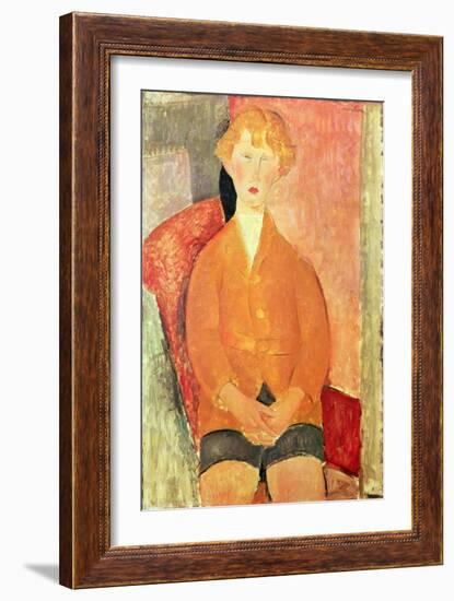 Boy in Shorts, C.1918-Amedeo Modigliani-Framed Giclee Print