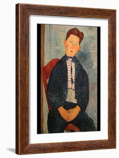 Boy in Striped Sweater-Amedeo Modigliani-Framed Art Print