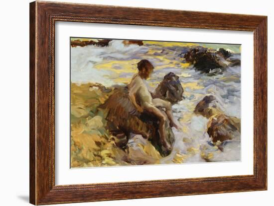 Boy in the Breakers, Javea, 1900-Joaqu?n Sorolla y Bastida-Framed Giclee Print