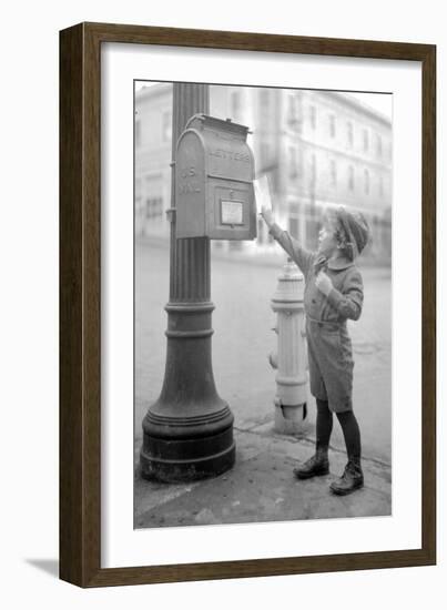 Boy Mailing Letter, Early 1900s-Marvin Boland-Framed Giclee Print