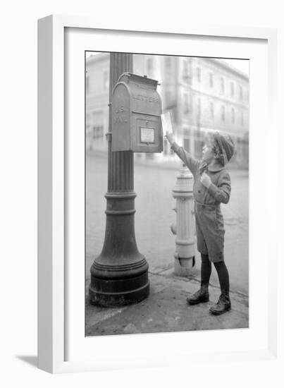 Boy Mailing Letter, Early 1900s-Marvin Boland-Framed Giclee Print