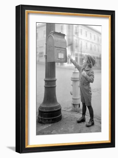 Boy Mailing Letter, Early 1900s-Marvin Boland-Framed Giclee Print