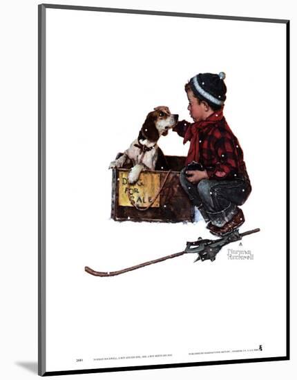 Boy Meets His Dog-Norman Rockwell-Mounted Art Print