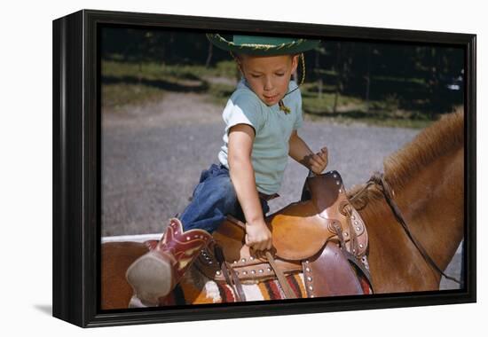 Boy Mounting Horse-William P. Gottlieb-Framed Premier Image Canvas