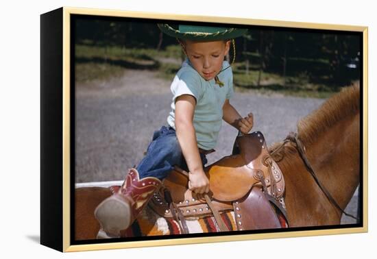 Boy Mounting Horse-William P. Gottlieb-Framed Premier Image Canvas