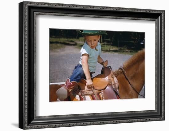 Boy Mounting Horse-William P. Gottlieb-Framed Photographic Print