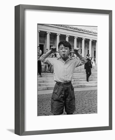 Boy Mugging For the Camera Outside the Toledo Art Museum-Alfred Eisenstaedt-Framed Photographic Print