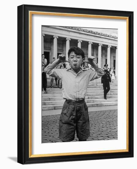 Boy Mugging For the Camera Outside the Toledo Art Museum-Alfred Eisenstaedt-Framed Photographic Print