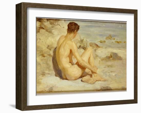 Boy on a Beach, 1912-Henry Scott Tuke-Framed Giclee Print