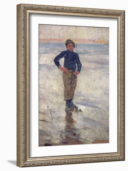 Boy on a Beach (Oil on Panel)-Stanhope Alexander Forbes-Framed Giclee Print