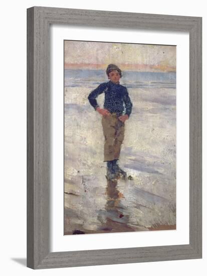 Boy on a Beach (Oil on Panel)-Stanhope Alexander Forbes-Framed Giclee Print