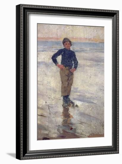 Boy on a Beach (Oil on Panel)-Stanhope Alexander Forbes-Framed Giclee Print