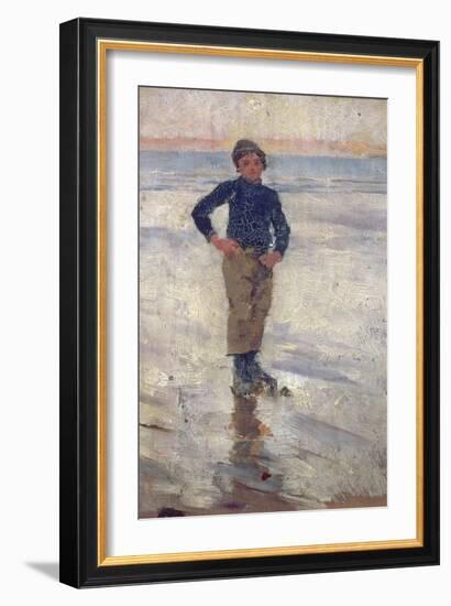 Boy on a Beach (Oil on Panel)-Stanhope Alexander Forbes-Framed Giclee Print