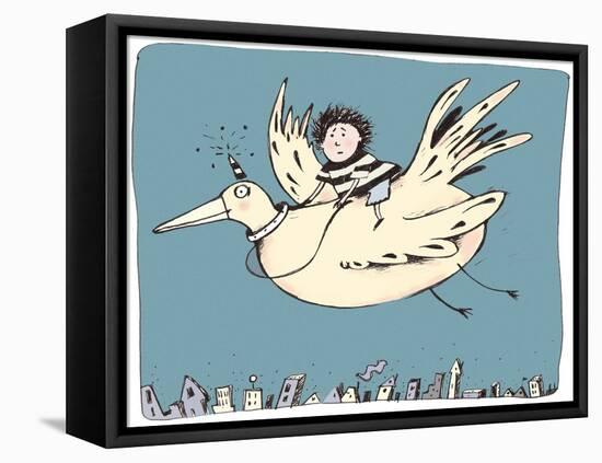 Boy on Bird-Carla Martell-Framed Premier Image Canvas