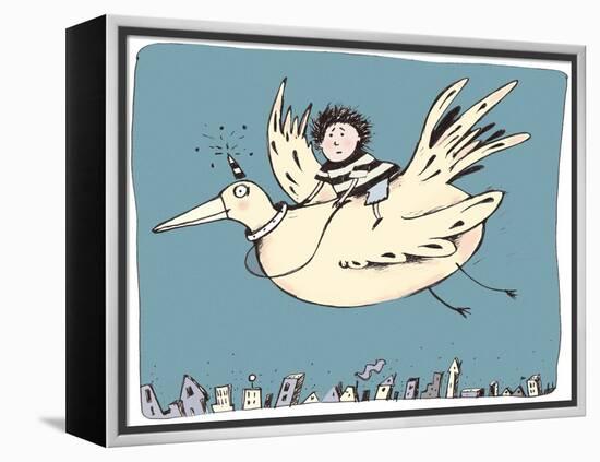 Boy on Bird-Carla Martell-Framed Premier Image Canvas