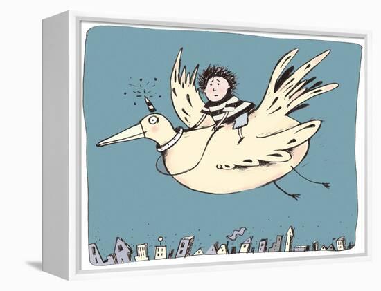 Boy on Bird-Carla Martell-Framed Premier Image Canvas